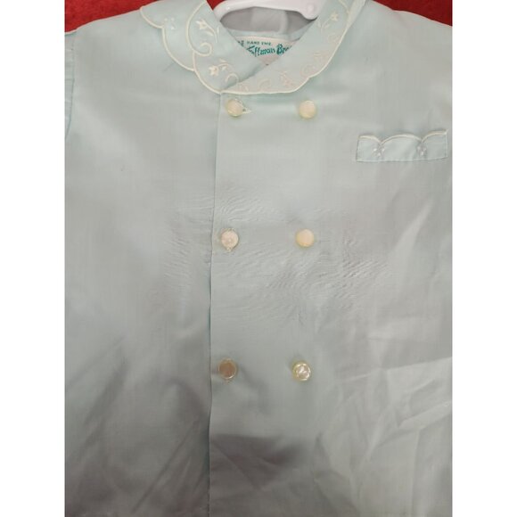 Vintage Heffman Bros Baby Boys Light Blue Hand Embroidered Christening Gown - Picture 8 of 9
